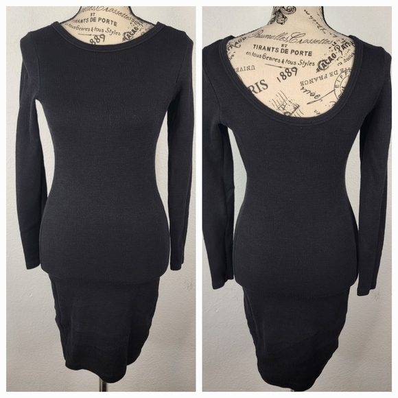 Standard james perse Sz 0 Dress Black Bodycon Scoop Back Textured XS - Picture 1 of 8